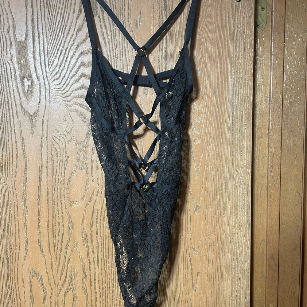Black Lace Strappy Bodysuit